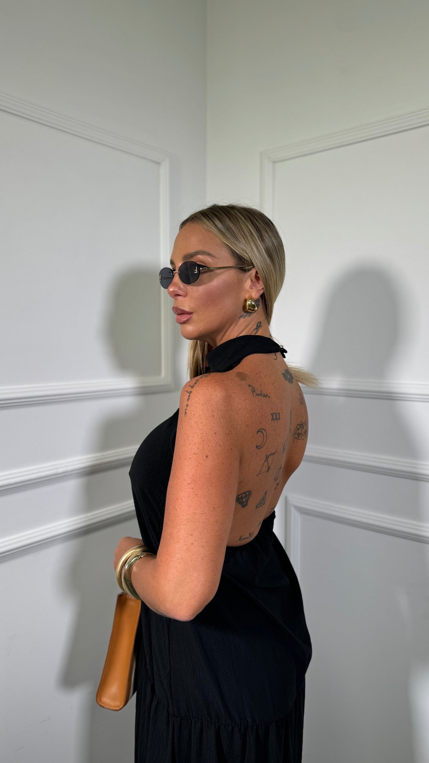 Abito midi con balze Desy nero