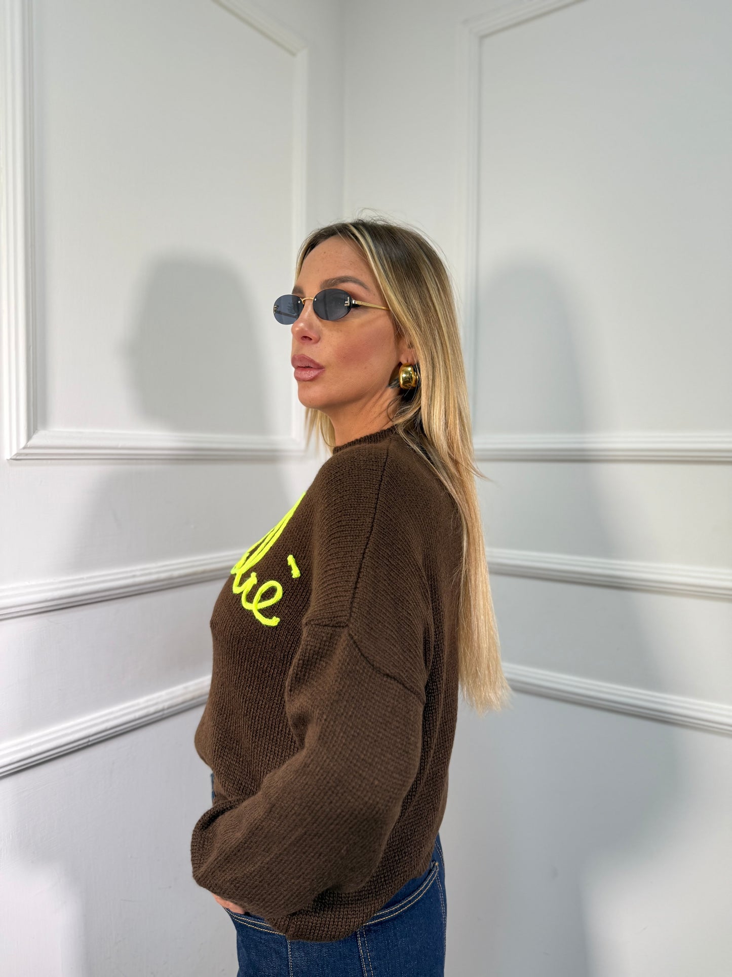 Pullover misto lana No vabbè cioccolato 258428