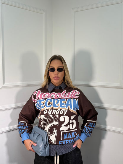 Felpa oversize Chocolate cacao m6023