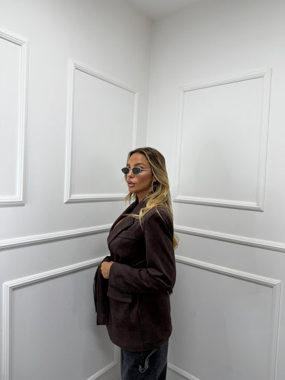 Blazer eco camoscio con fusciacca Suede cioccolato m11137