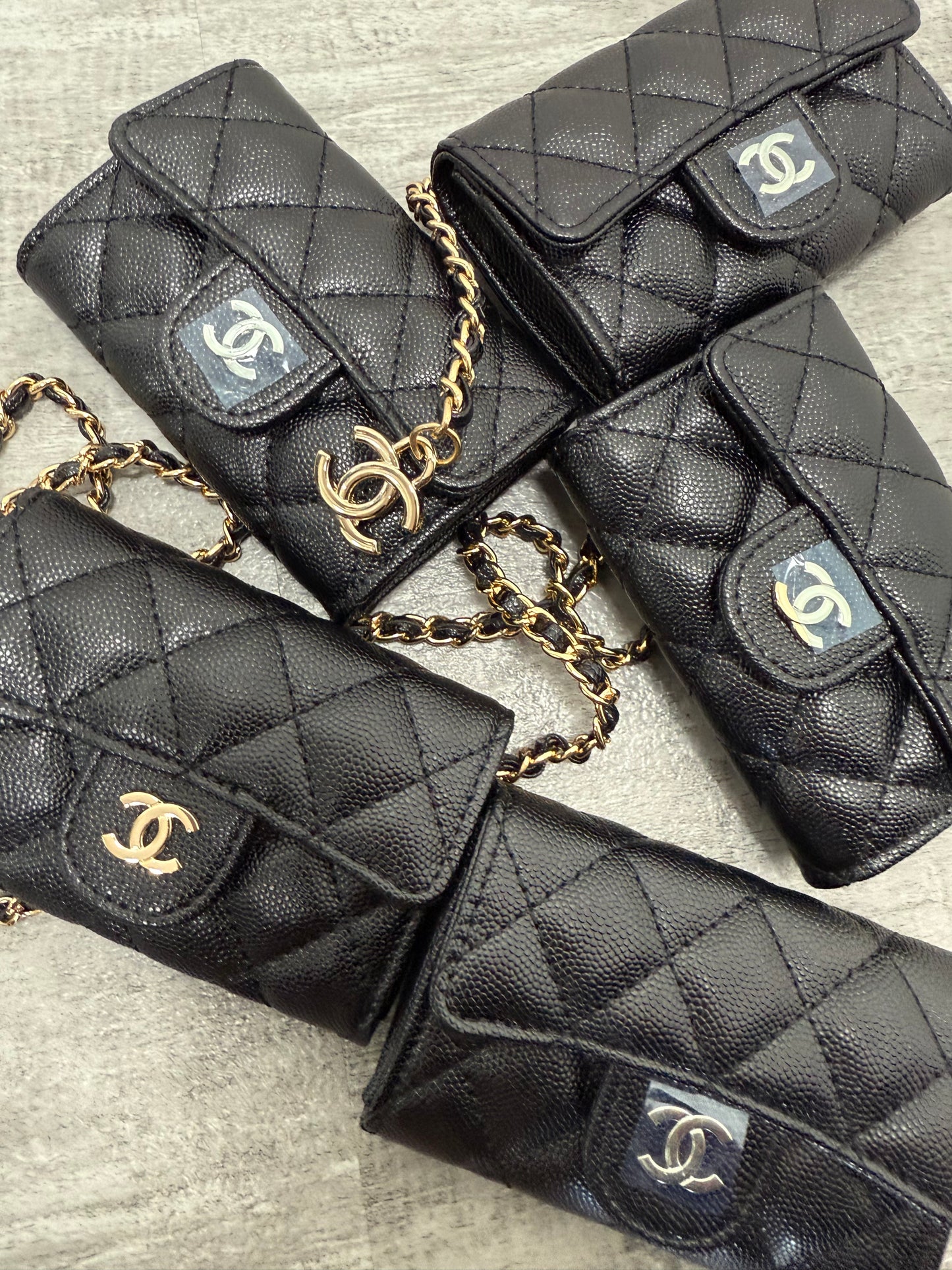 micro pochette con catena Doppia C nera