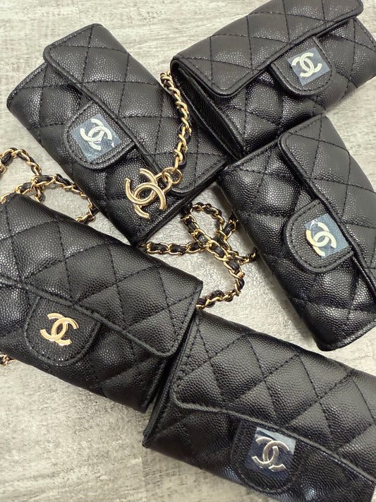 micro pochette con catena Doppia C nera