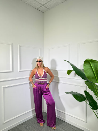Pantaloni palazzo in satin Must Have magenta 24205