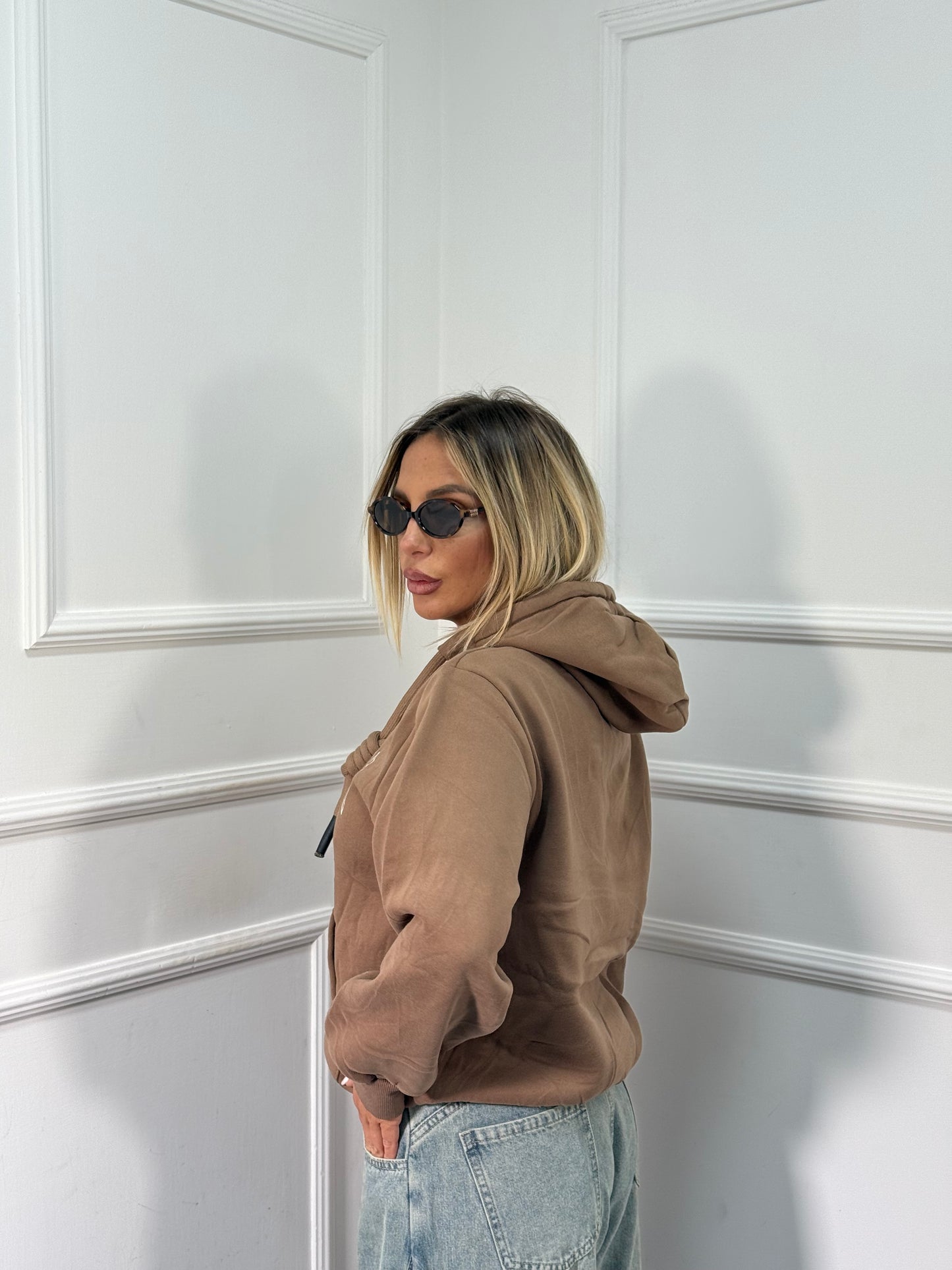 Felpa oversize in pile California camel k3719