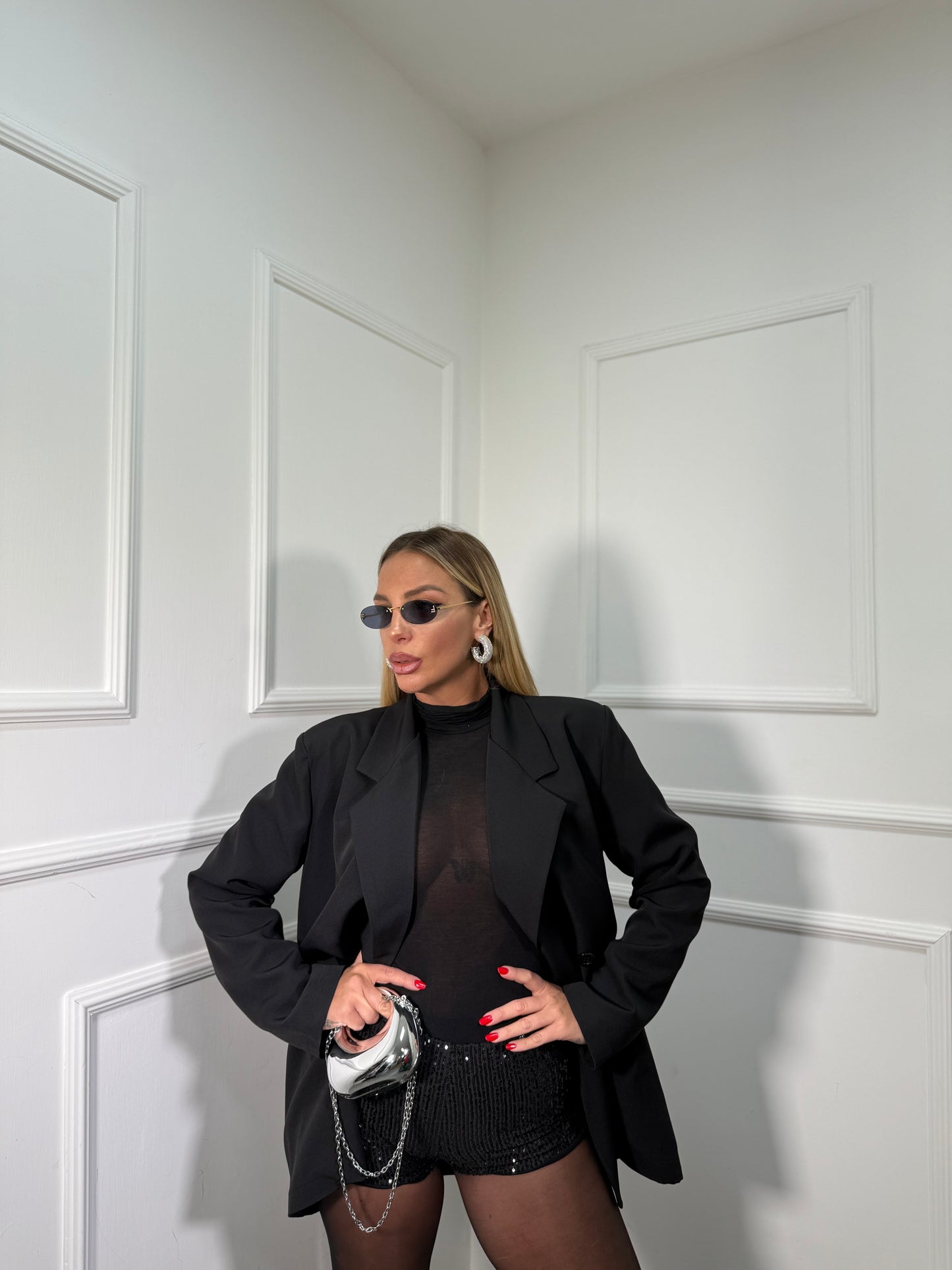 Culotte in micro paillettes Darlen nera