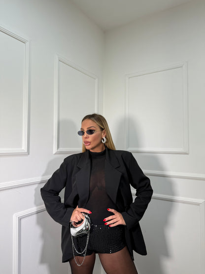 Culotte in micro paillettes Darlen nera