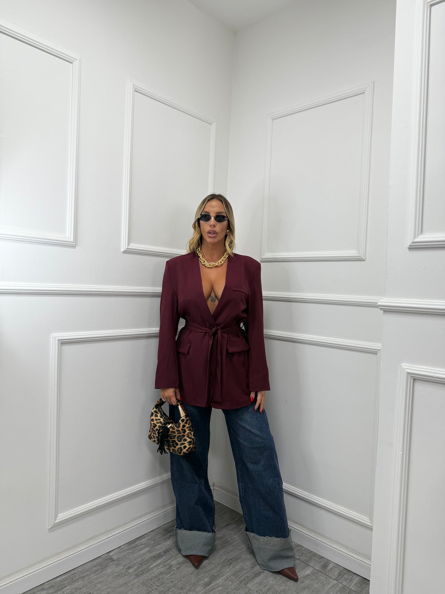 Blazer con fusciacca e spalline Isabel bordeaux 2846