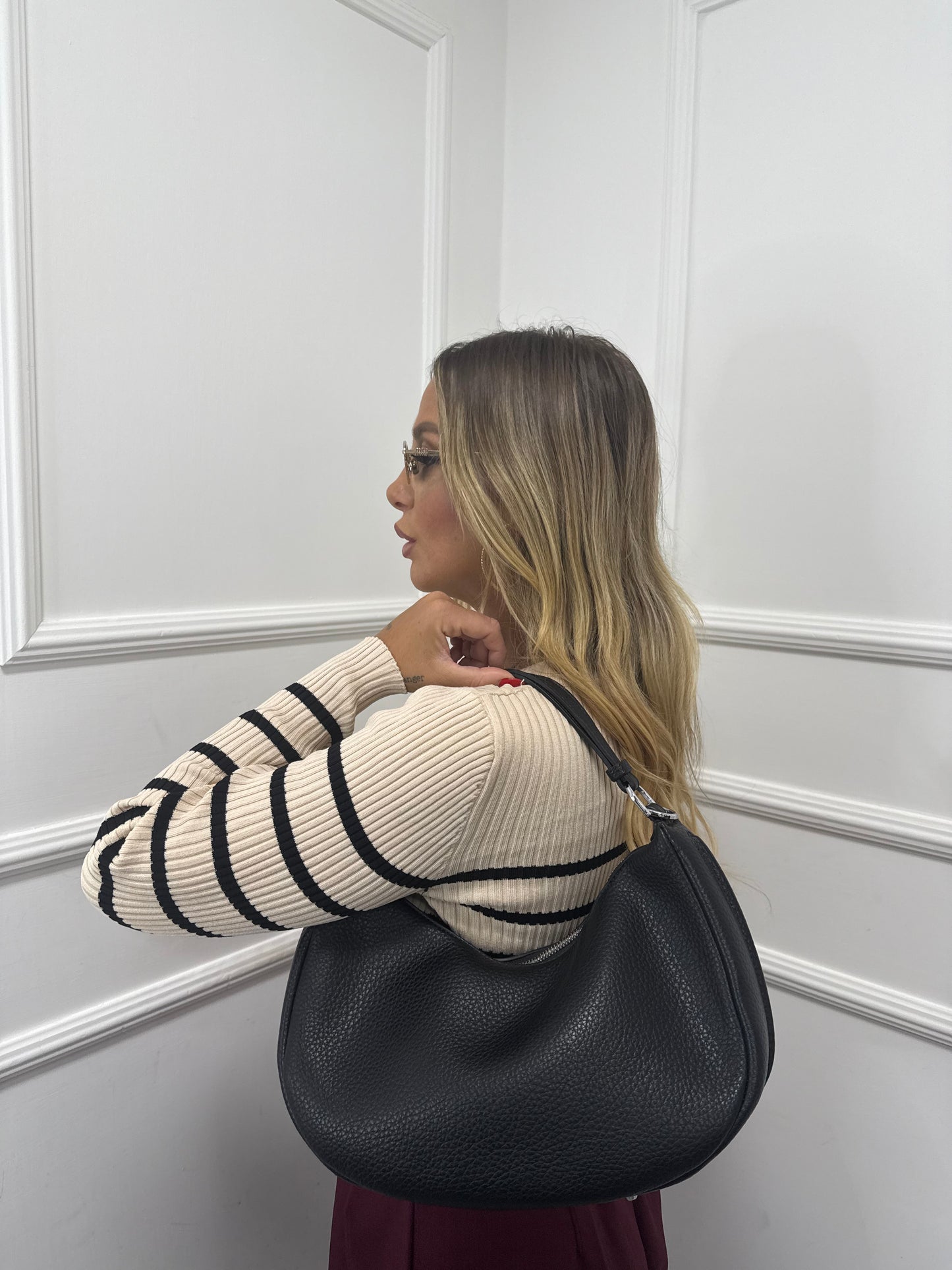 Borsa ecopelle mezza luna nera