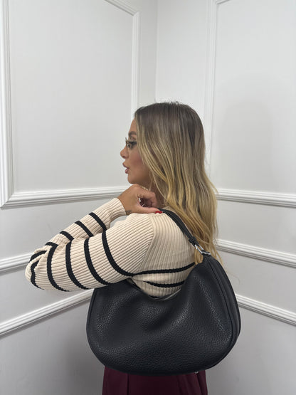 Borsa ecopelle mezza luna nera