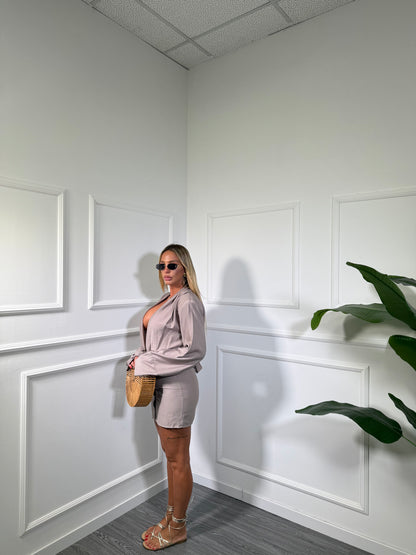 Abito in viscosa manica ampia Itaca taupe 7068