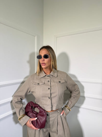 Coordinato in denim Darlene taupe