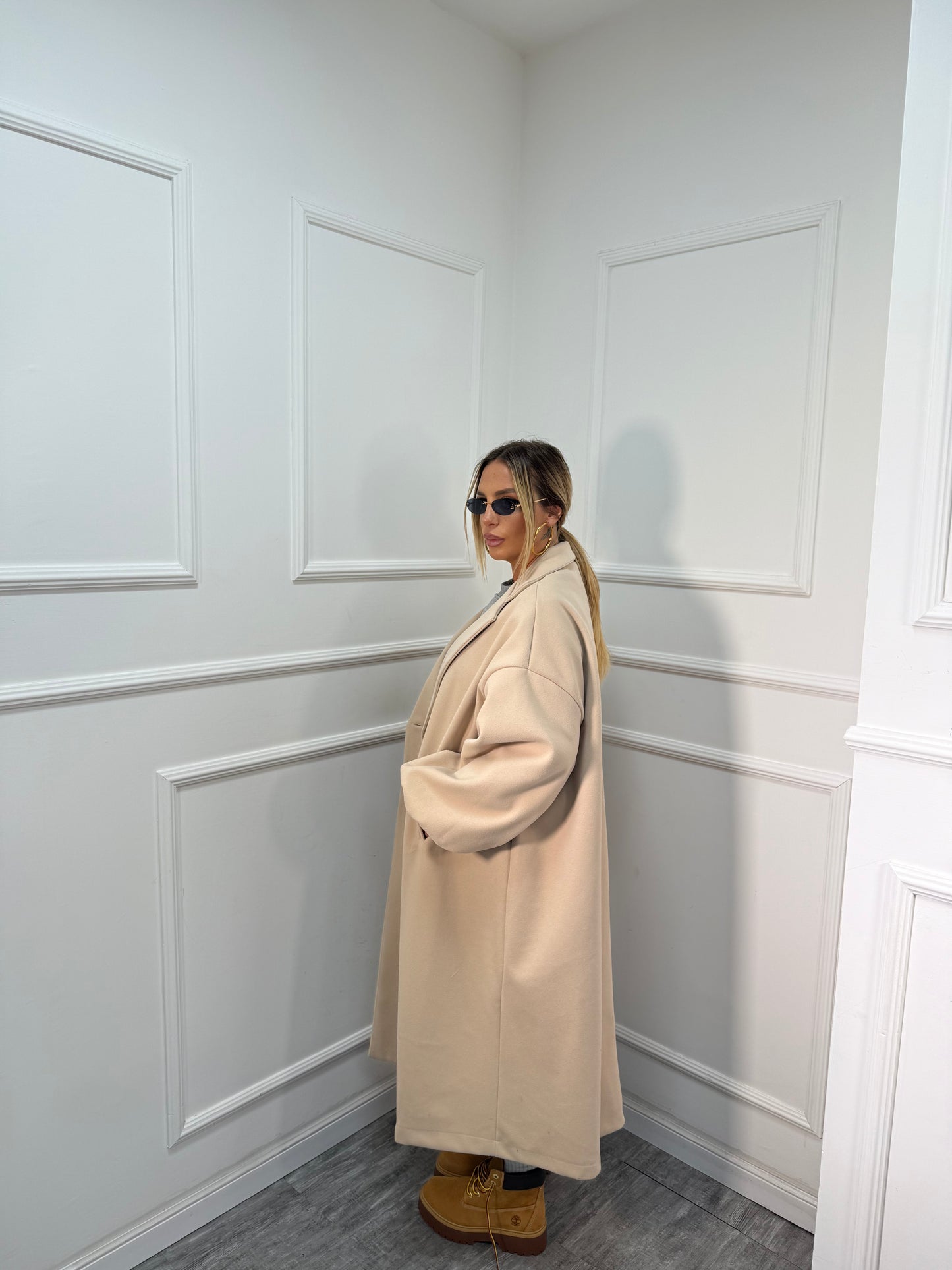 Maxi coat Favola panna 22301