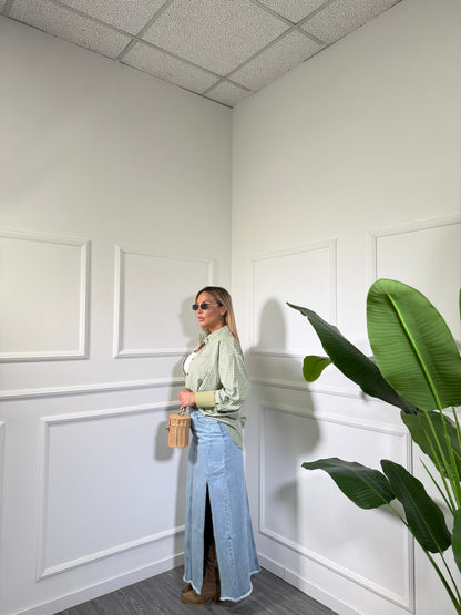 Gonna midi in denim lavaggio chiaro Sendy k90/2