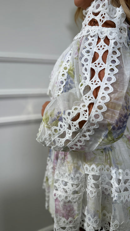 Chemisier in chiffon Iris fiori lilla/viola j9624