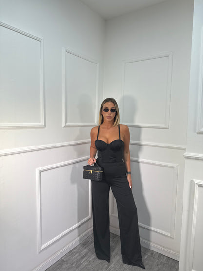 Pantaloni palazzo in lycra Joia nero 0028