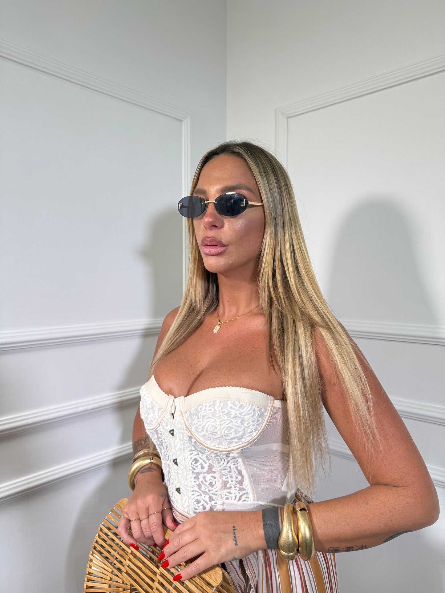 Bustier in pizzo semi velato Kalyma crema Y-87