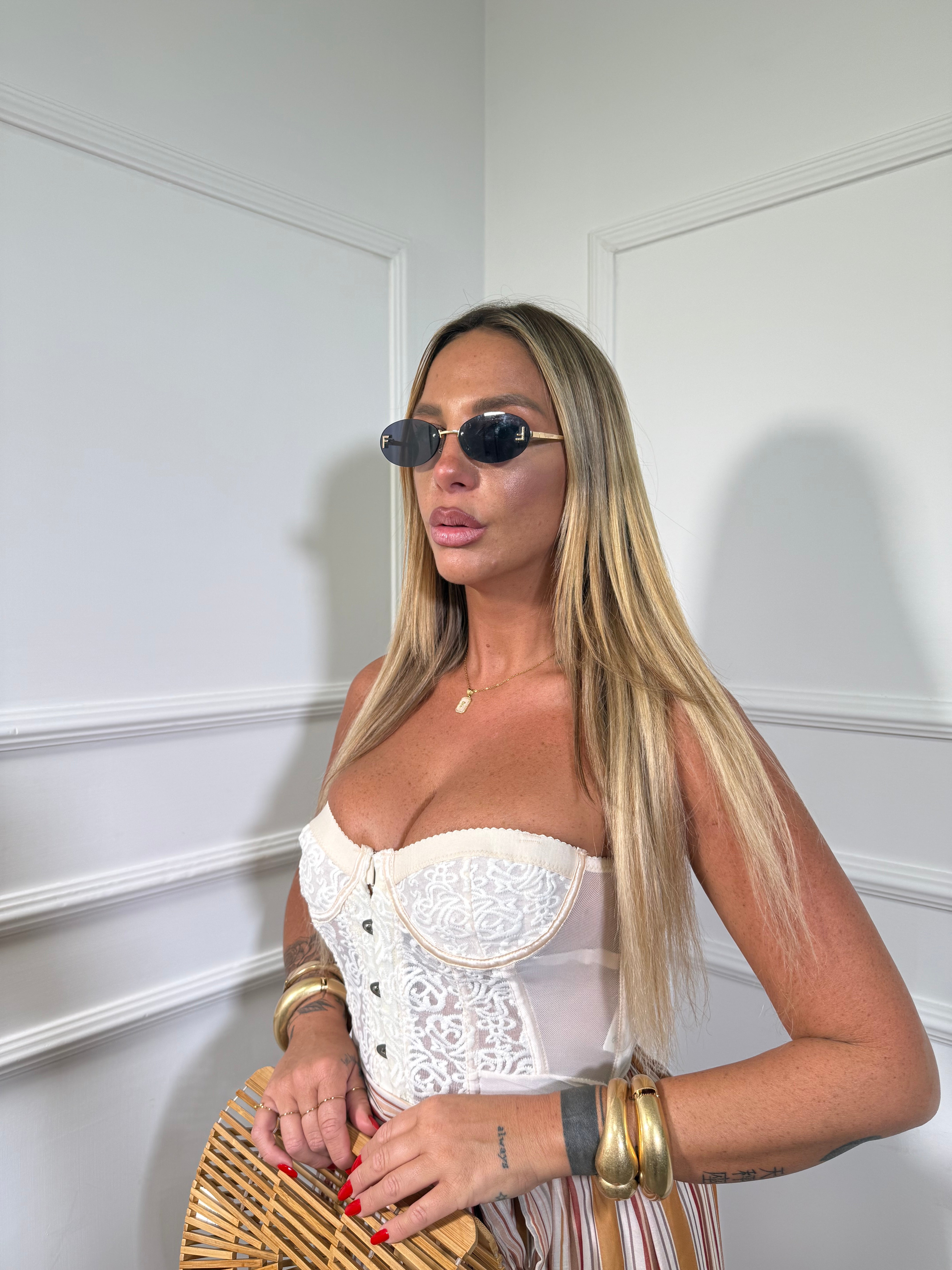 Bustier in pizzo semi velato Kalyma crema Y-87