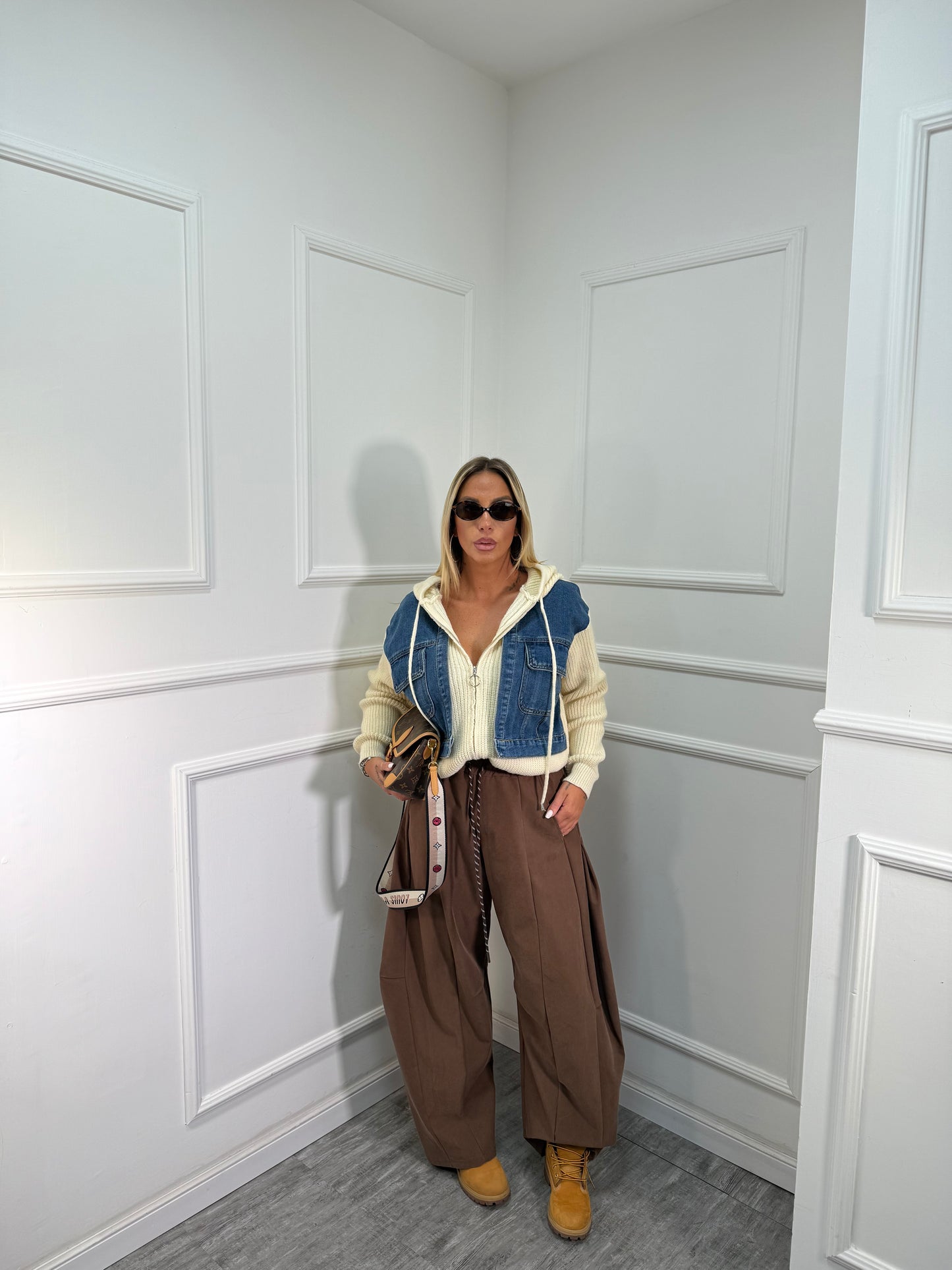 Pantaloni maxi balloon camel by justwest 2618p