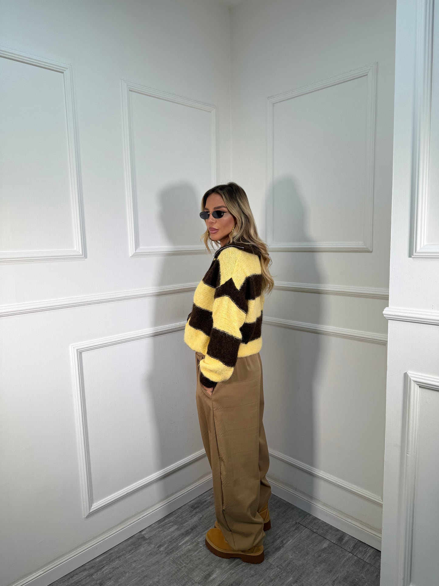 Pantaloni balloon tessuto tecnico camel 3738