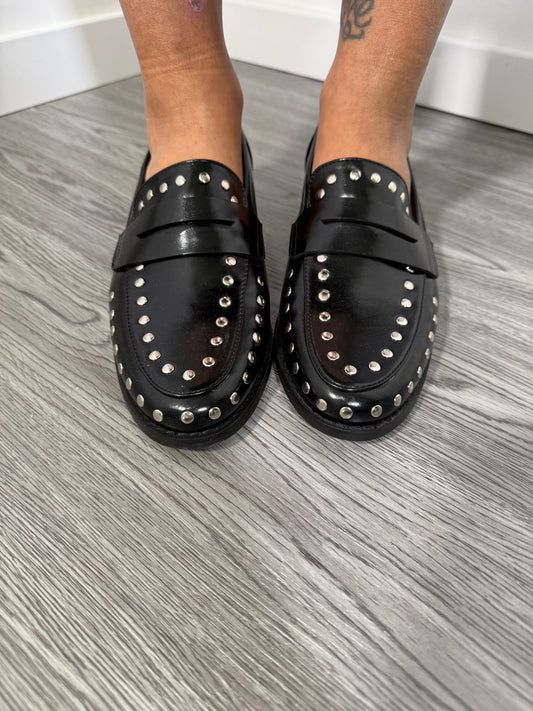 Mocassino ecopelle borchiato nero 2476-2