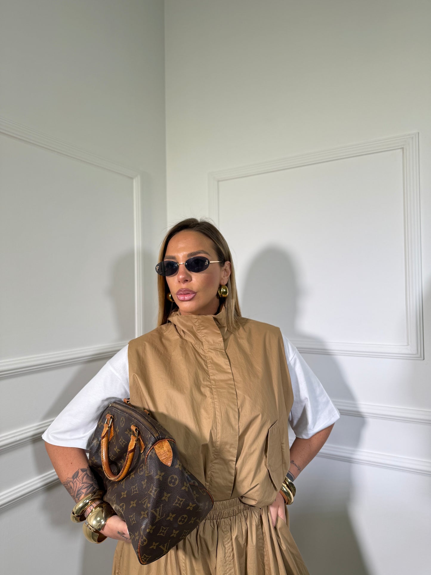 Coordinato in cotone Gilda camel wm2414