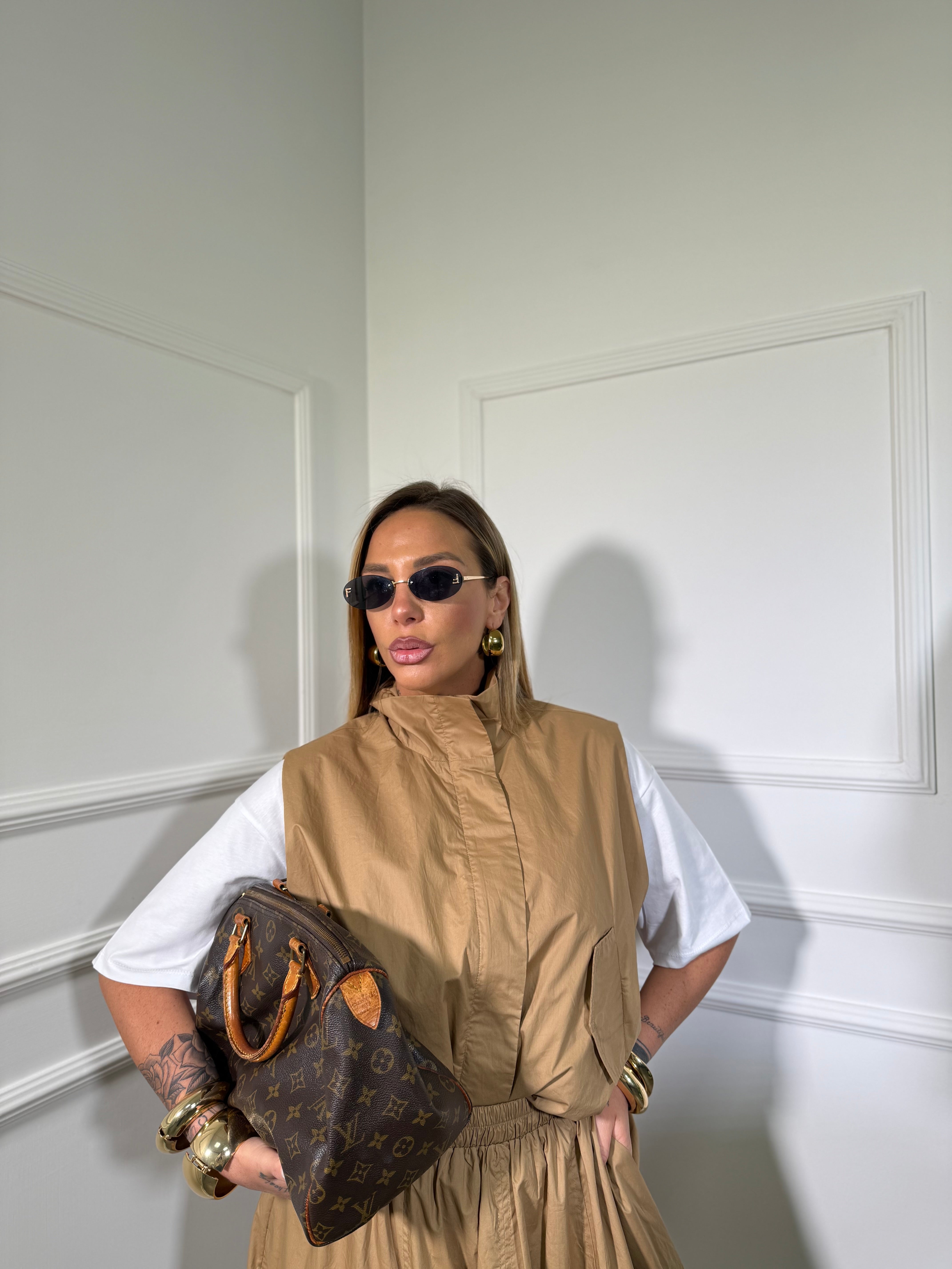 Coordinato in cotone Gilda camel wm2414