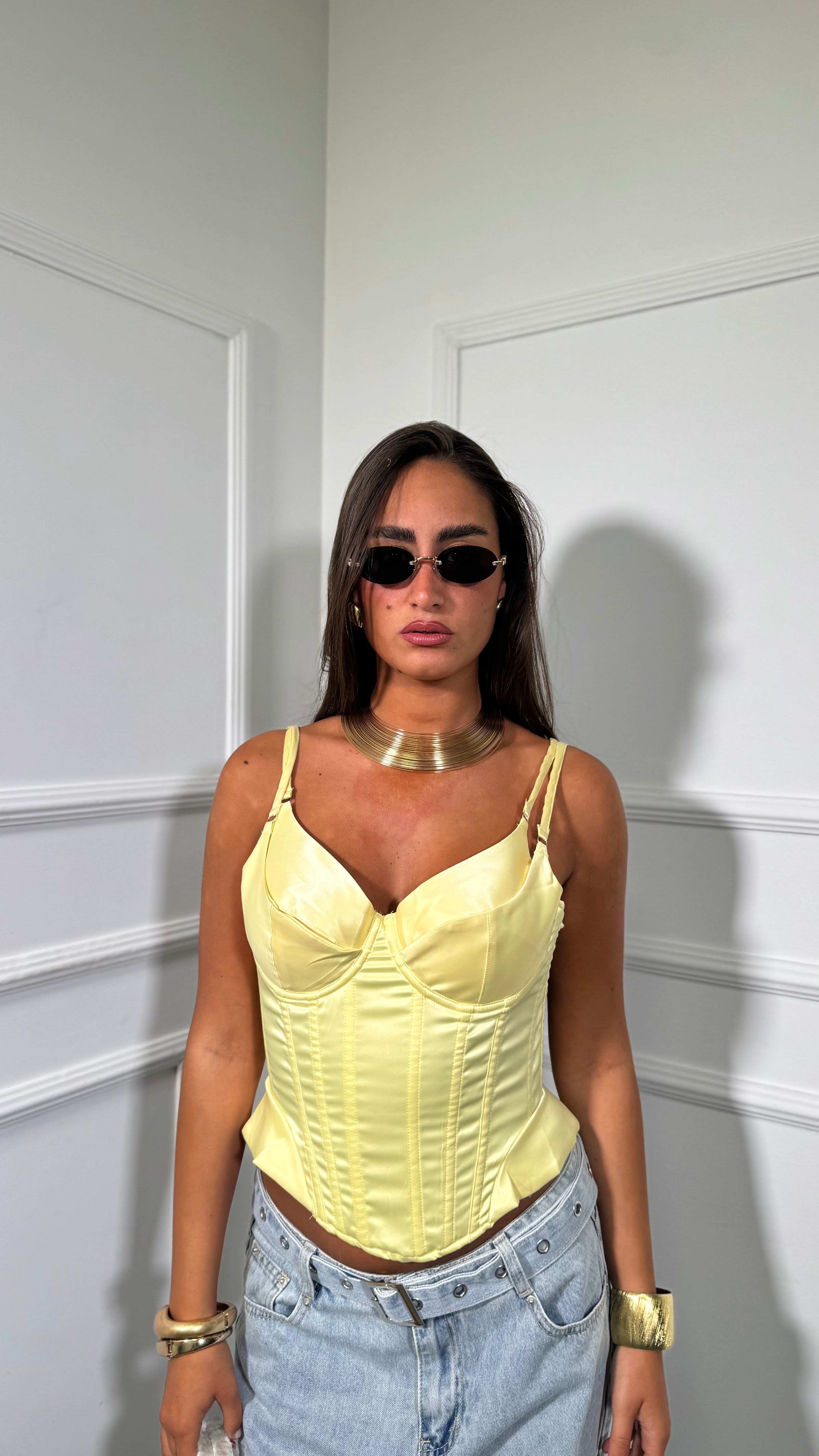 Bustier in satin steccato Lusya 6912 giallo