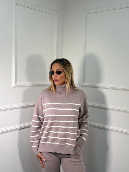 Coordinato in lana rasata Butter taupe g118