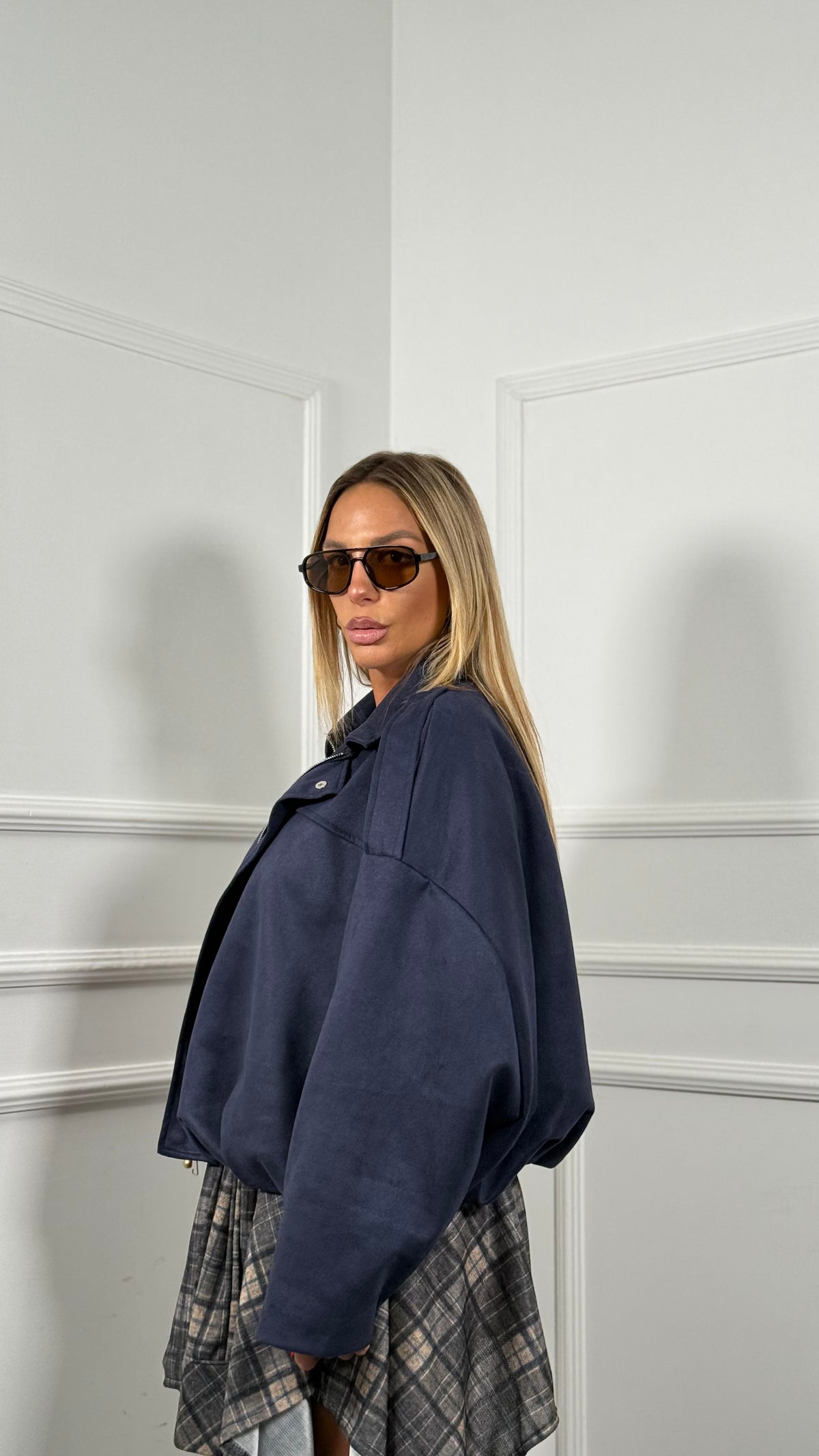 Bomber oversize ecocamoscio Zendaya blu