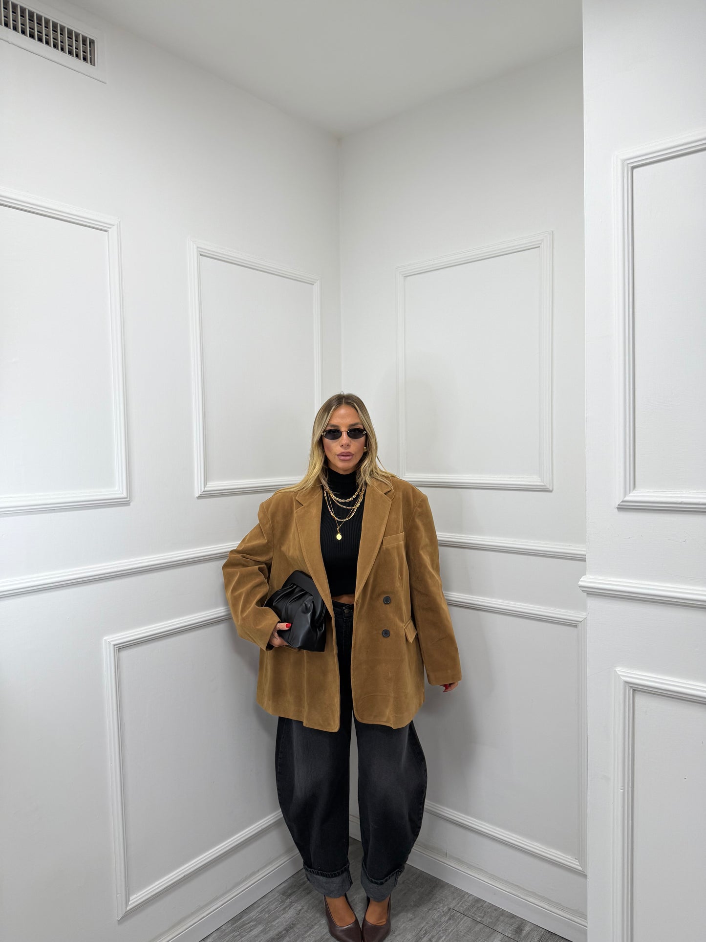 Blazer oversize eco camoscio Ambra camel  240338 by lumina