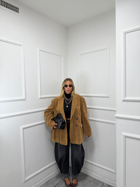 Blazer oversize eco camoscio Ambra camel  240338 by lumina