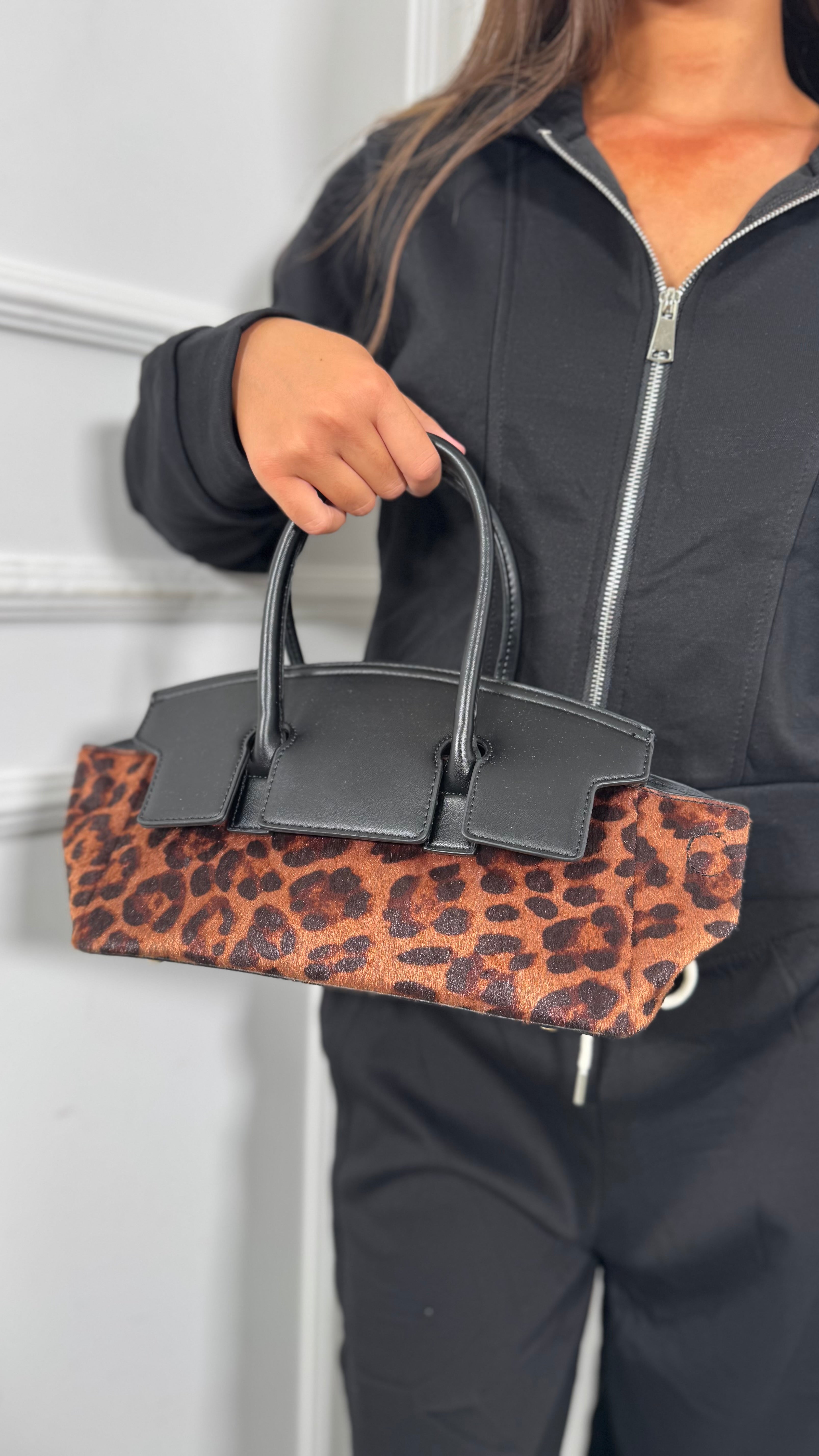 Borsa ecopelle effetto cavallino maculato
