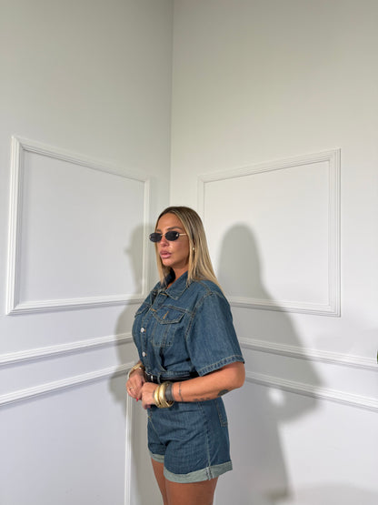 Jumpsuit in denim lavaggio sabbiato Shapes A49