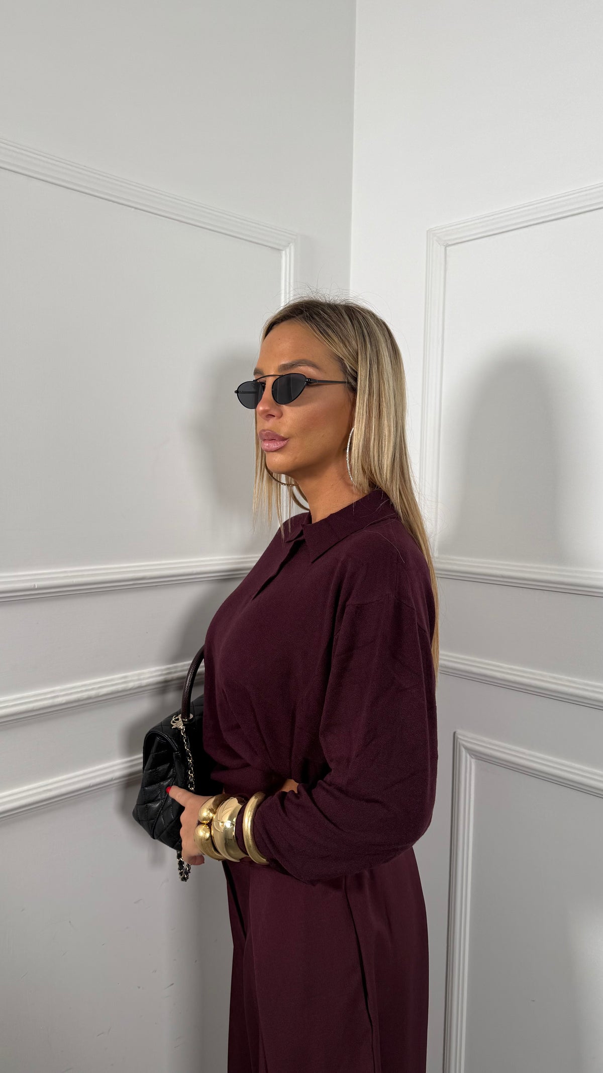 Polo lana rasata curvy Becky bordeaux