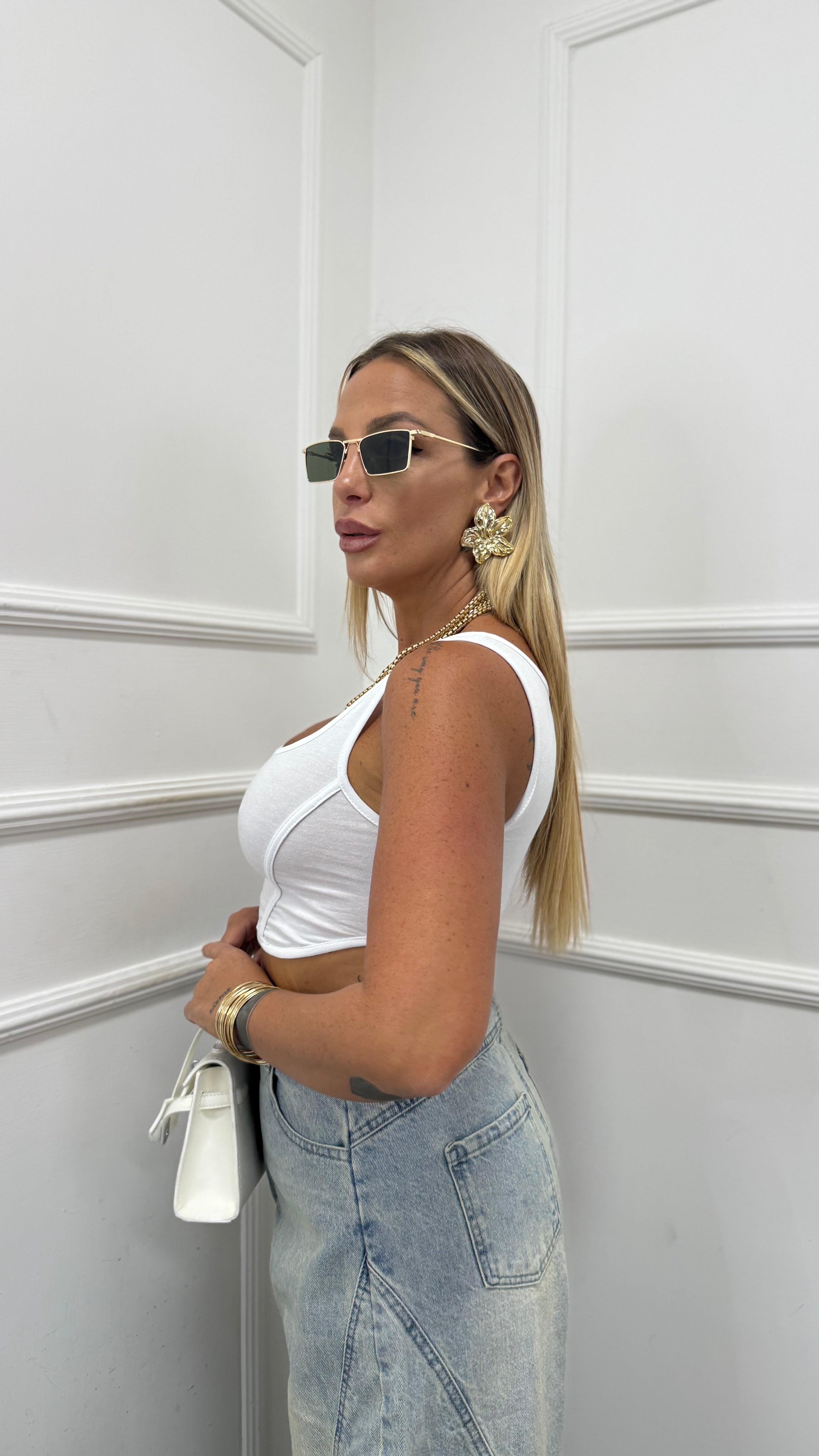 Canotta Crop bianca