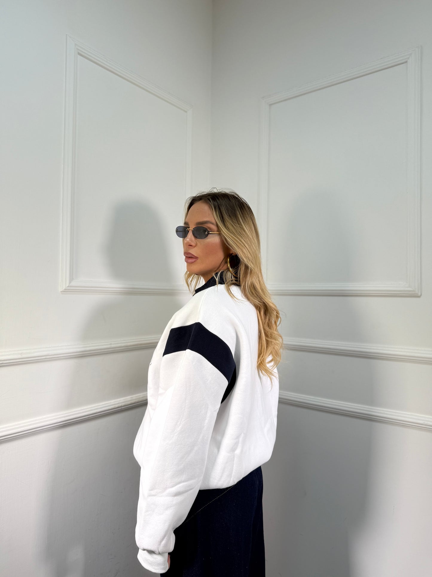 Felpa con colletto The Club bianca a64977