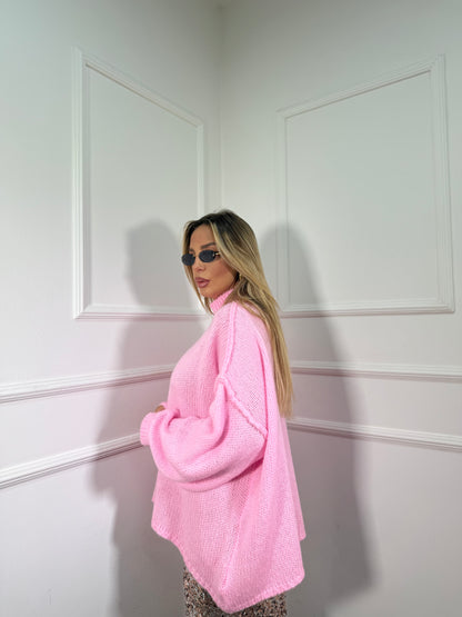 Maxipullover lana cotta Becky rosa barbie 31150