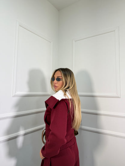 Coordinato tuta Teddy bordeaux 22658