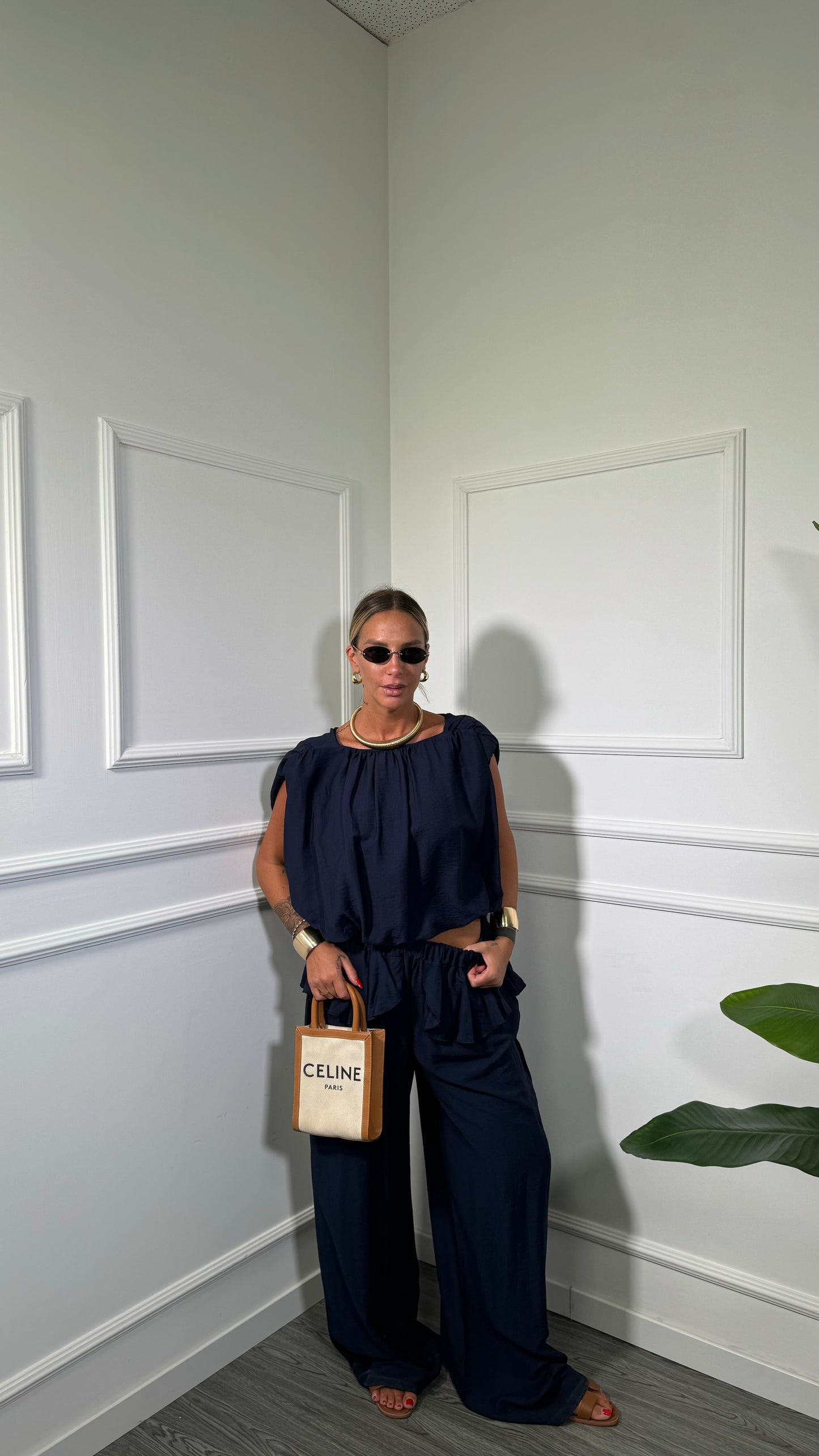 Coordinato in viscosa con rouges Atene (curvy) blu 52745275