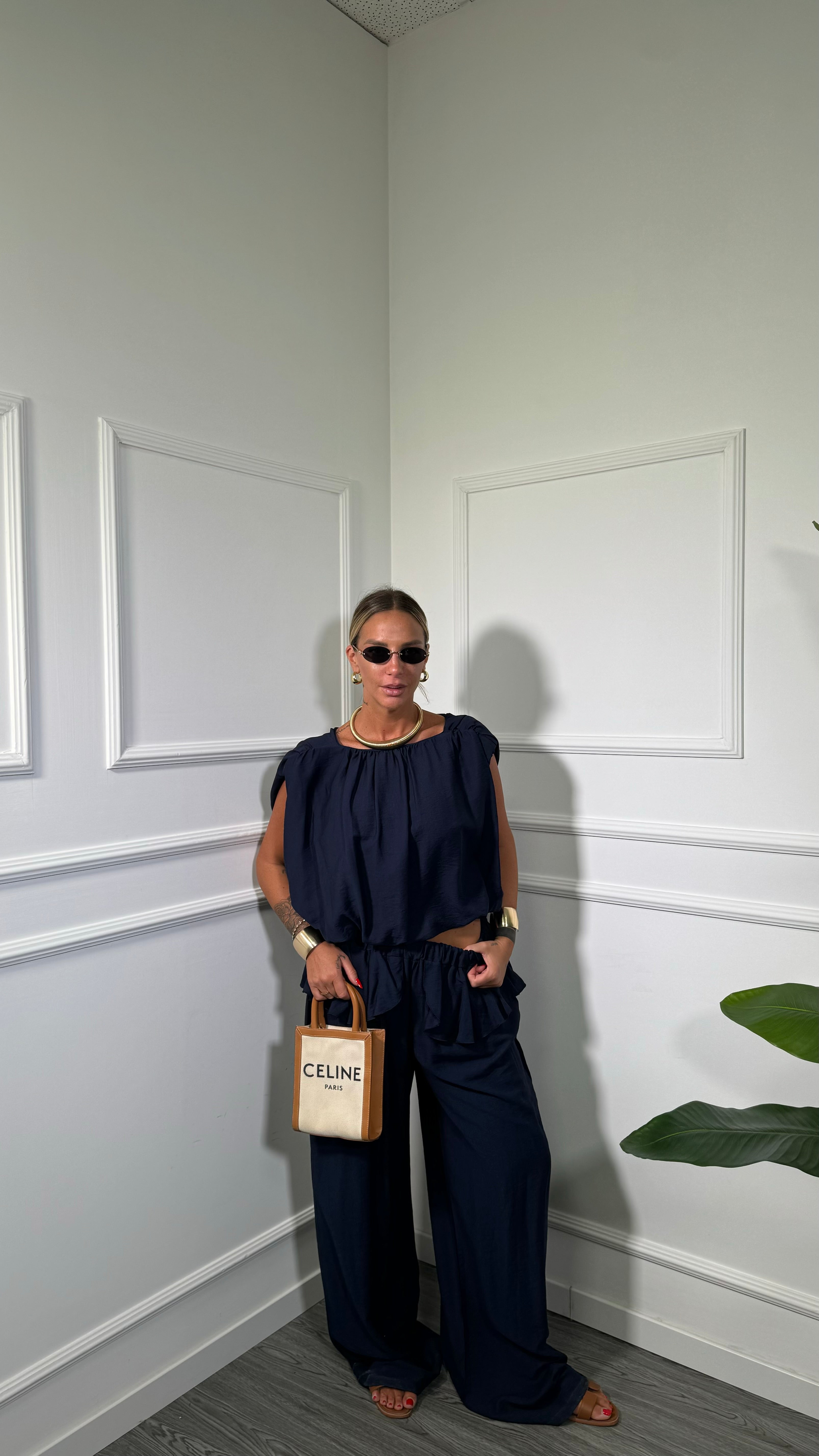 Coordinato in viscosa con rouges Atene (curvy) blu 52745275
