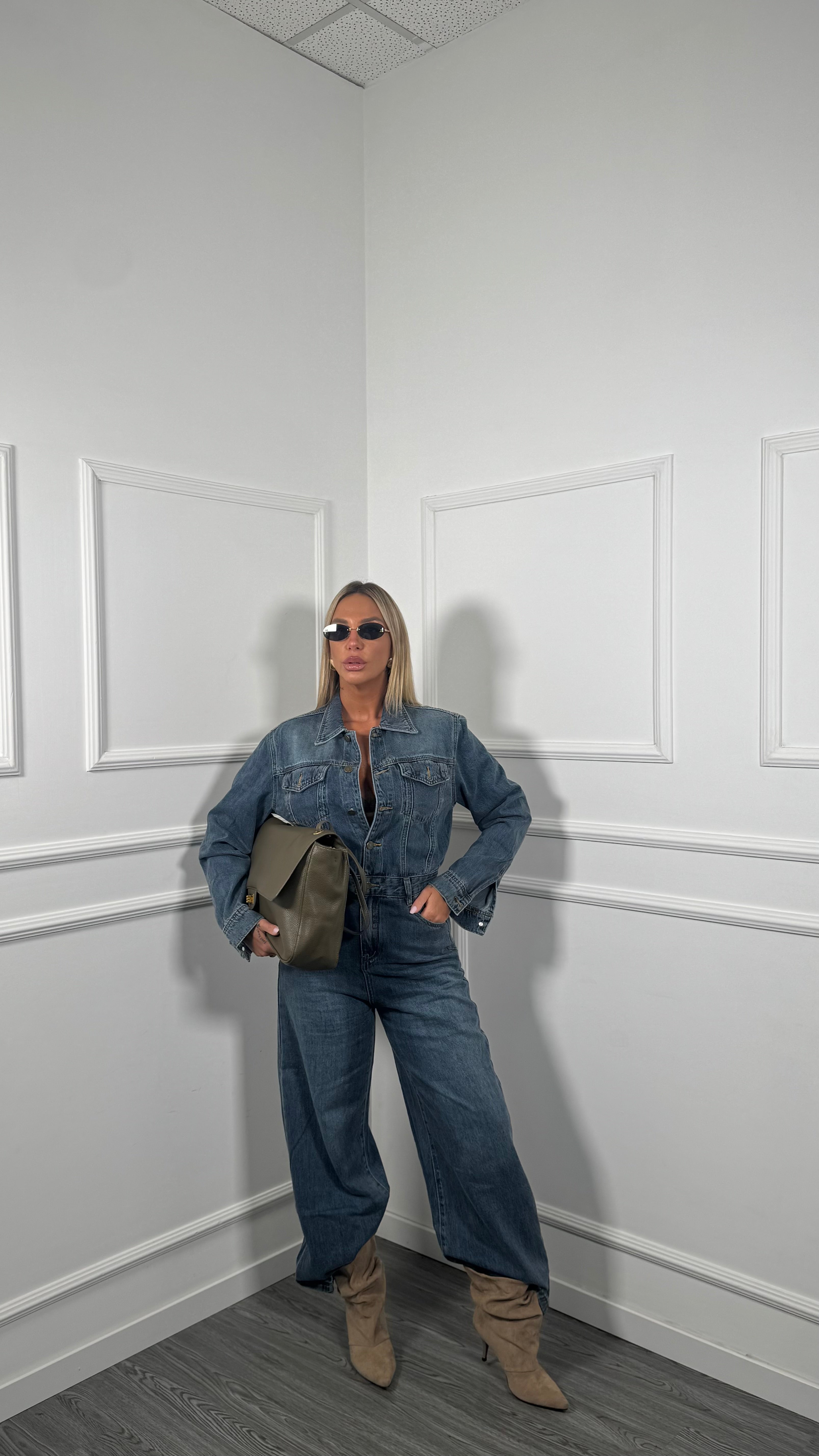 Jumpsuit in Denim lavaggio medio Debby h7106