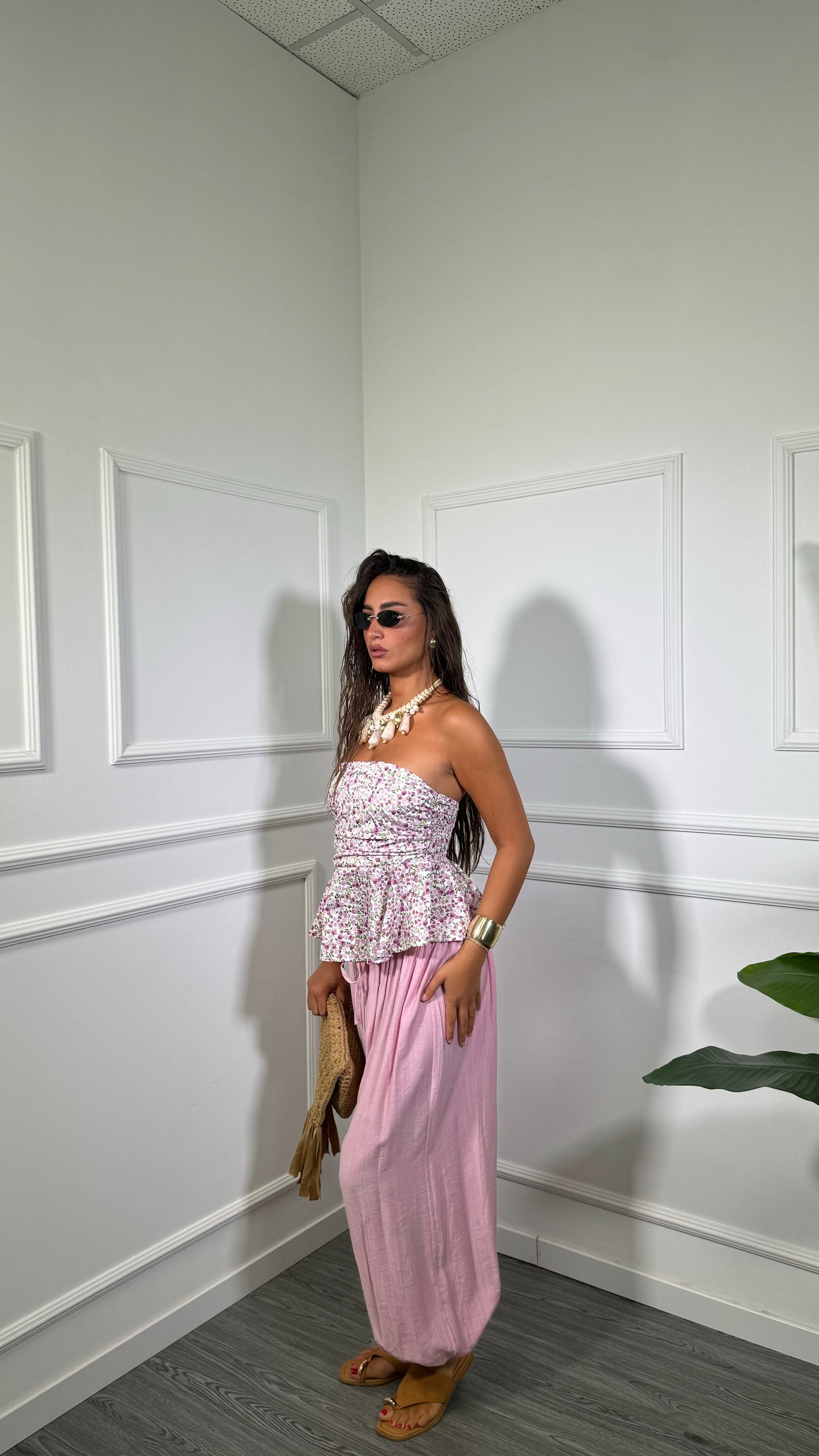 Pantaloni balloon in viscosa Silene rosa bubble nf9294