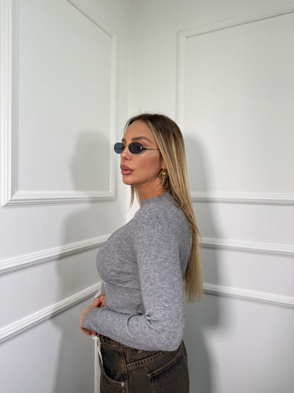 Maglioncino a costine lana rasata Klizia grigio 2221