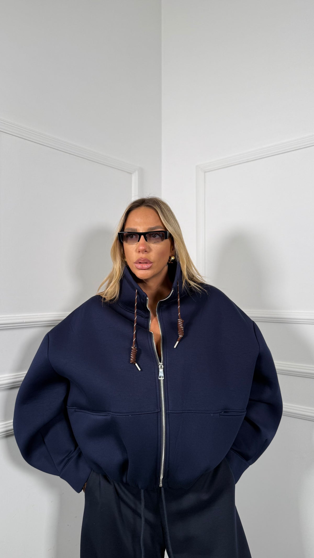 Giubbino in felpa neoprene Elena blu m8829