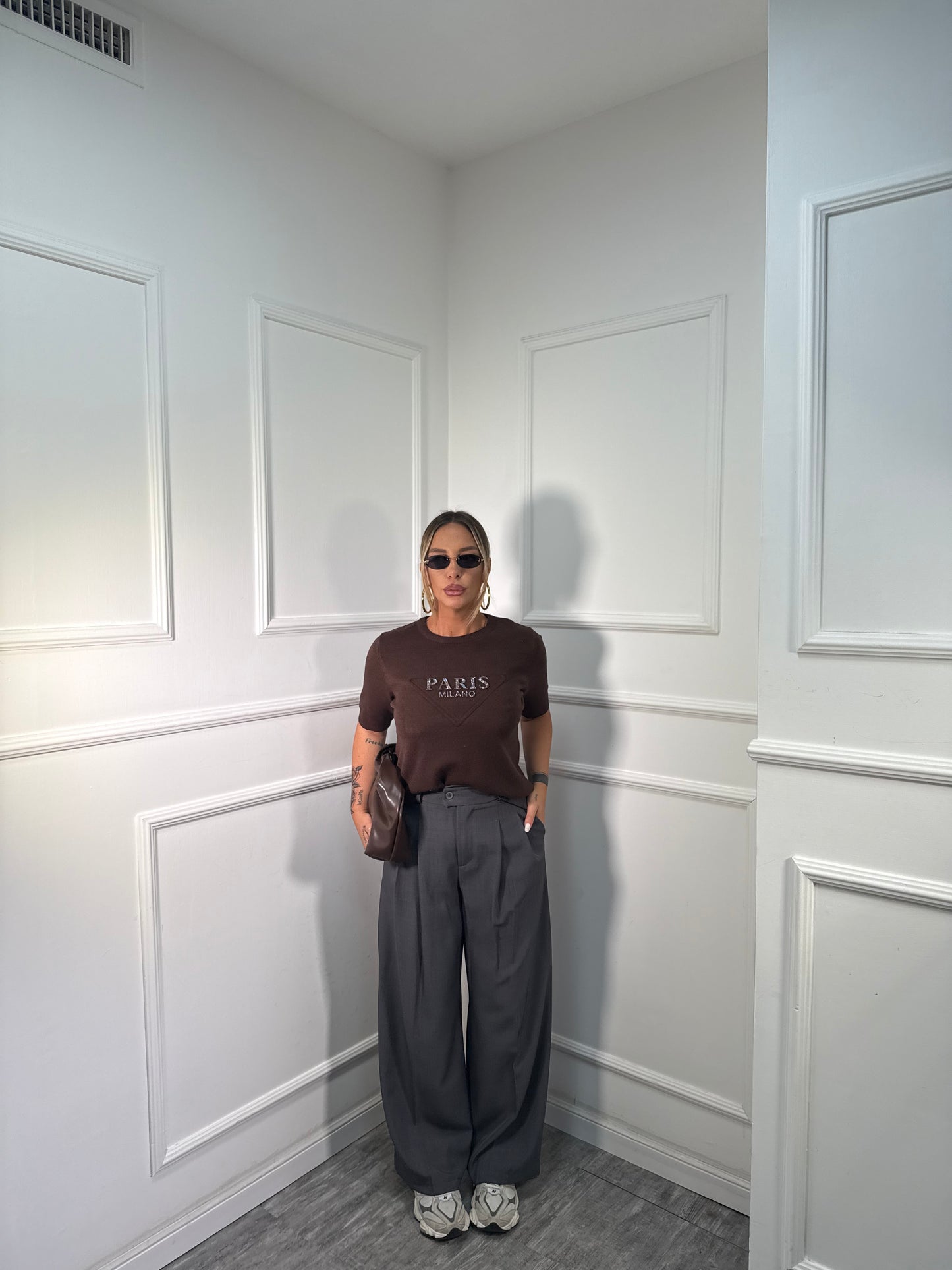 Pantaloni palazzo Back to Office grigio 6271