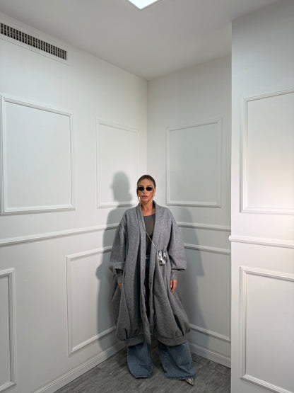 Cappotto balloon in panno Times Square grigio 6779