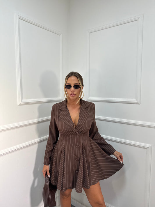 Abito gessato Paola cacao 39388