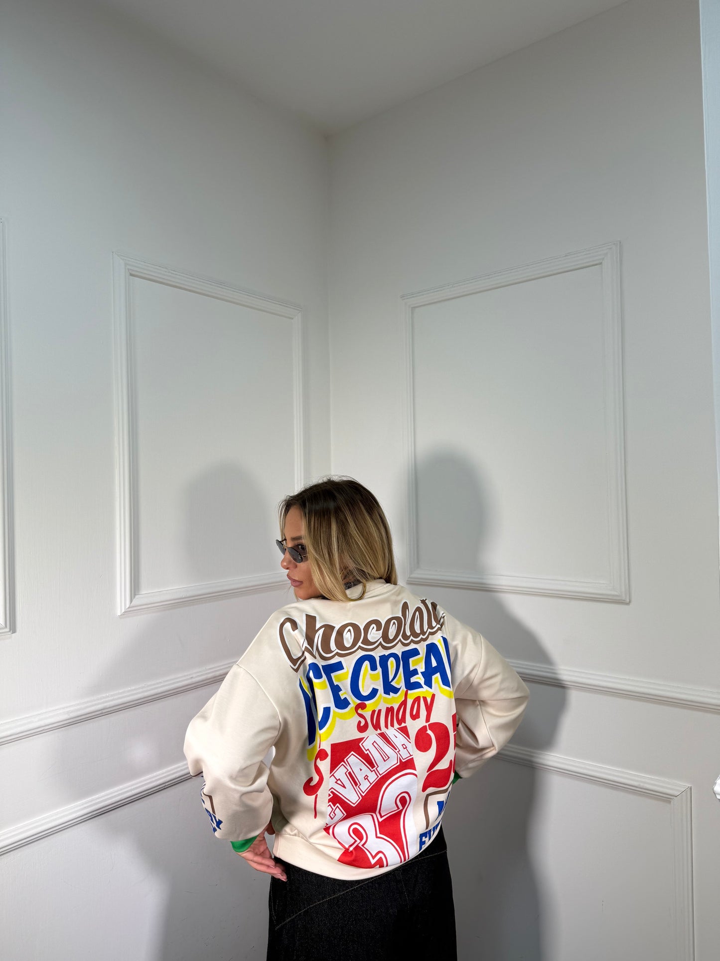 Felpa oversize Chocolate panna m6023