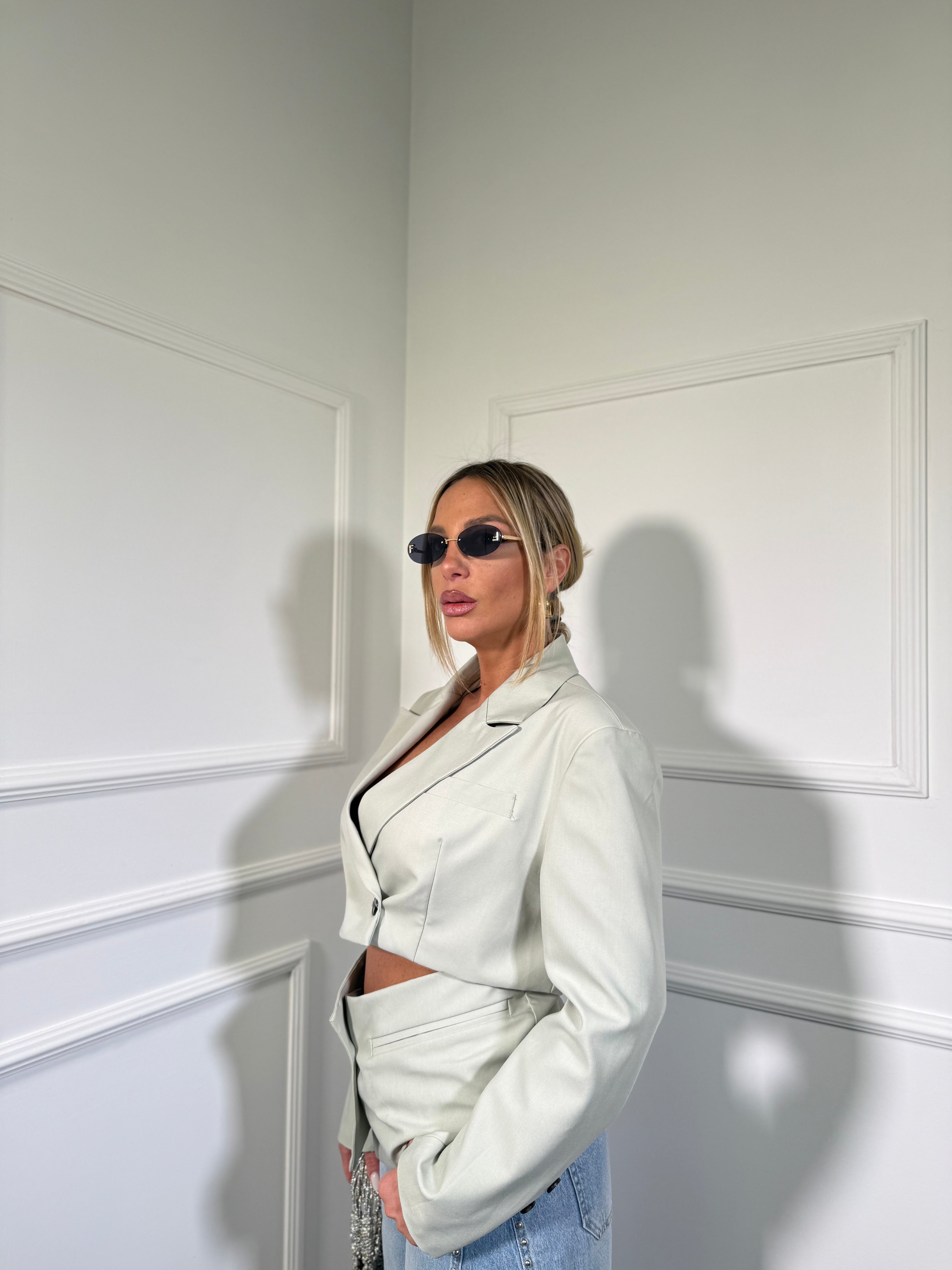 Giacca Cut out con spalline Megghy verde menta 8786