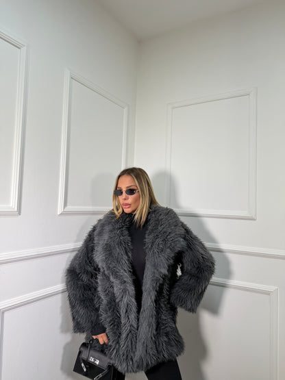 Ecofur a pelo corto Snow grigio antracite 5007